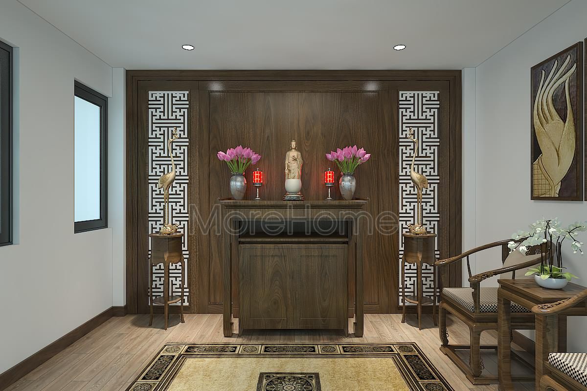 Thiết kế nội thất phòng thờ nhà ống An Dương Tây Hồ 